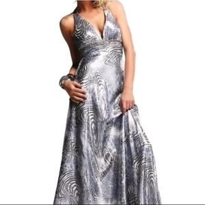 Faviana Couture Printed Foil Prom Pageant Formal Gown Size 4